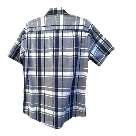 Eddie Bauer Blue and White Plaid Short Sleeve Button Down Men's Shirt Size Small - Picture 6 of 6